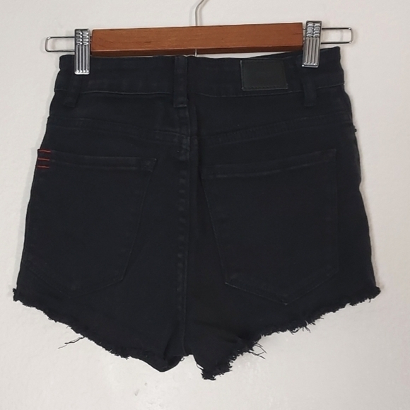 BDG Dree Shorts High Rise Cheeky Distressed Black Size 25 - Picture 7 of 16
